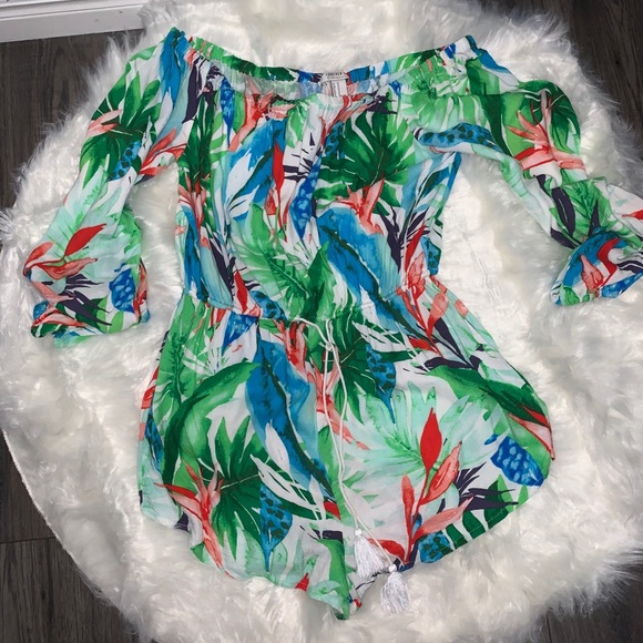 Forever 21 Floral OffShoulder Romper - Picture 1 of 3